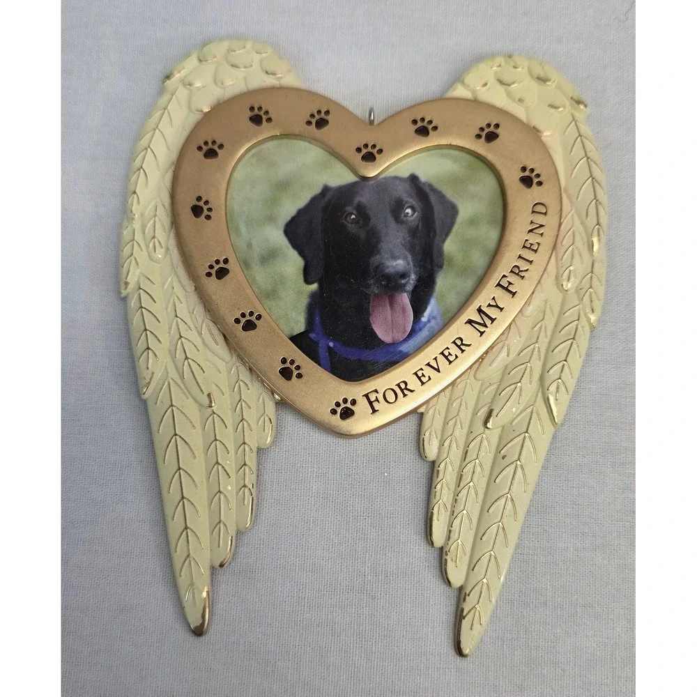 Hallmark 2020 Forever My Friend Angel Wings Heart Pet Memorial Photo Ornament